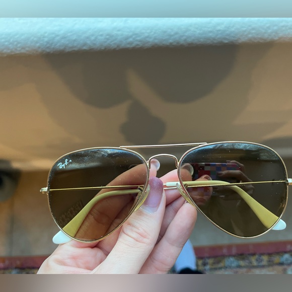 Ray-Ban Gold Frame Aviators with Brown Lenses - Picture 3 of 5
